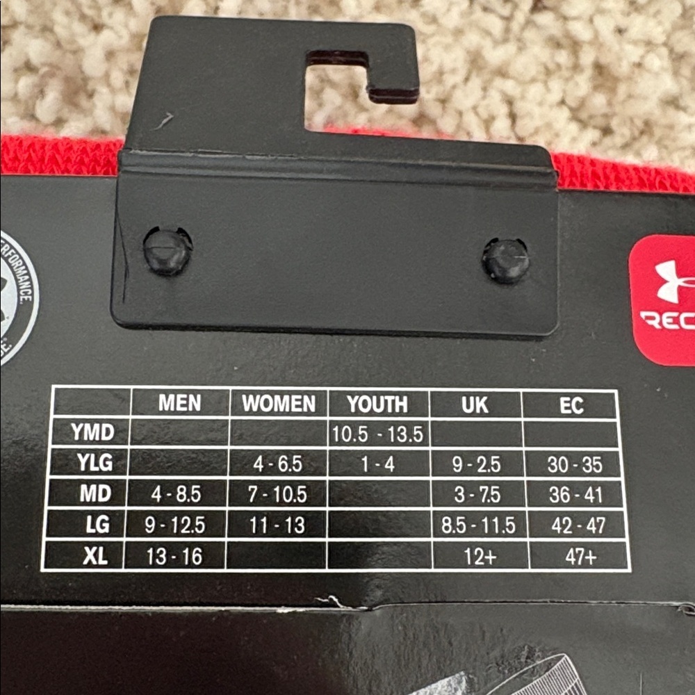 NWT Under Armour UA Training Crew Socks - Gray Black Red - Size large - Picture 4 of 4